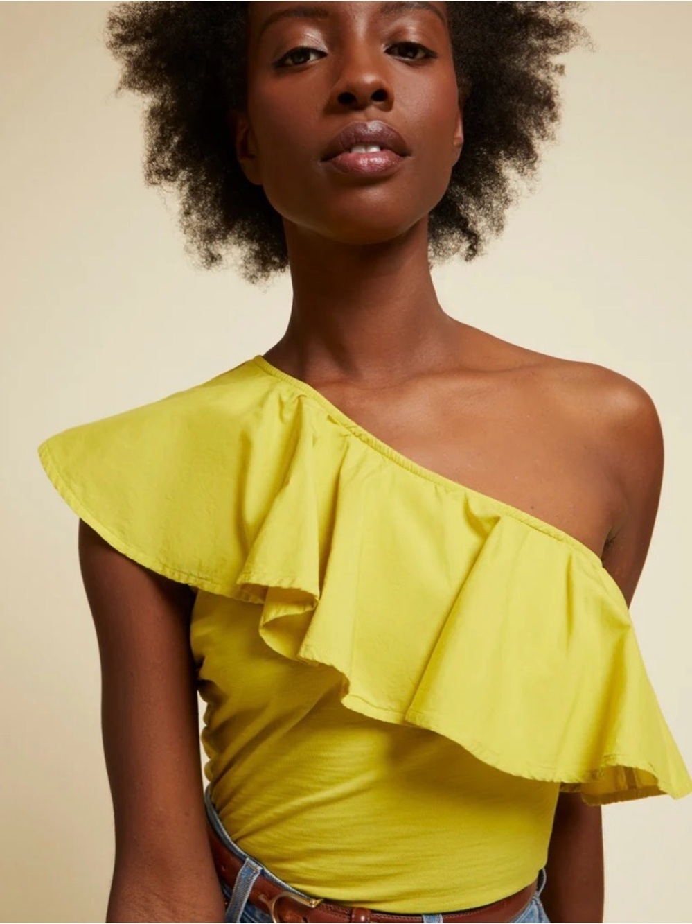 Nation LTD - Noella Ruffle One Shoulder in Chartreuse Size Small